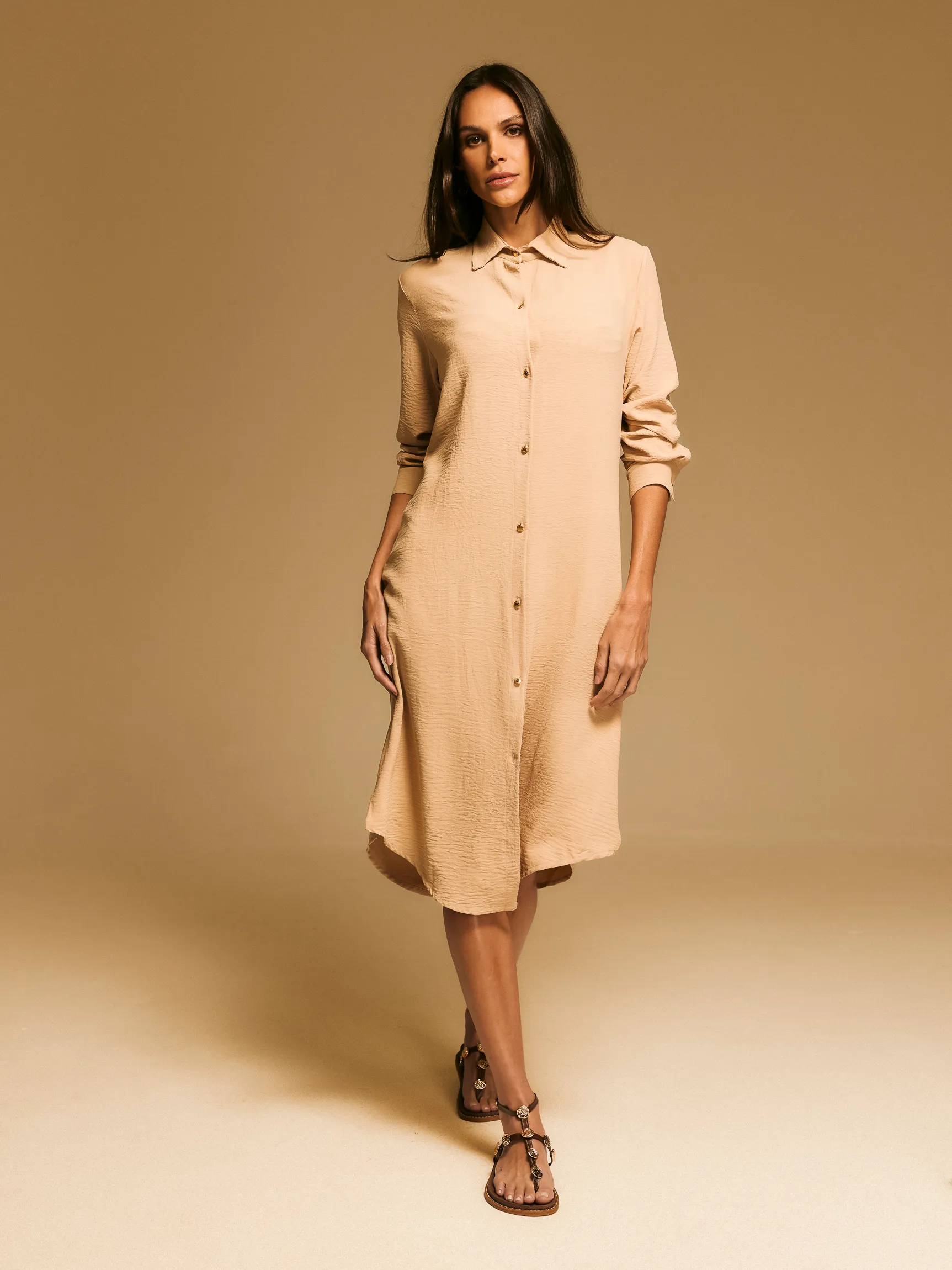 De Chelles Chemise Krononos FeCh Chemise Midi Estampa Localizada Costas Mykonos SP1672BQ - M - Imagem 1