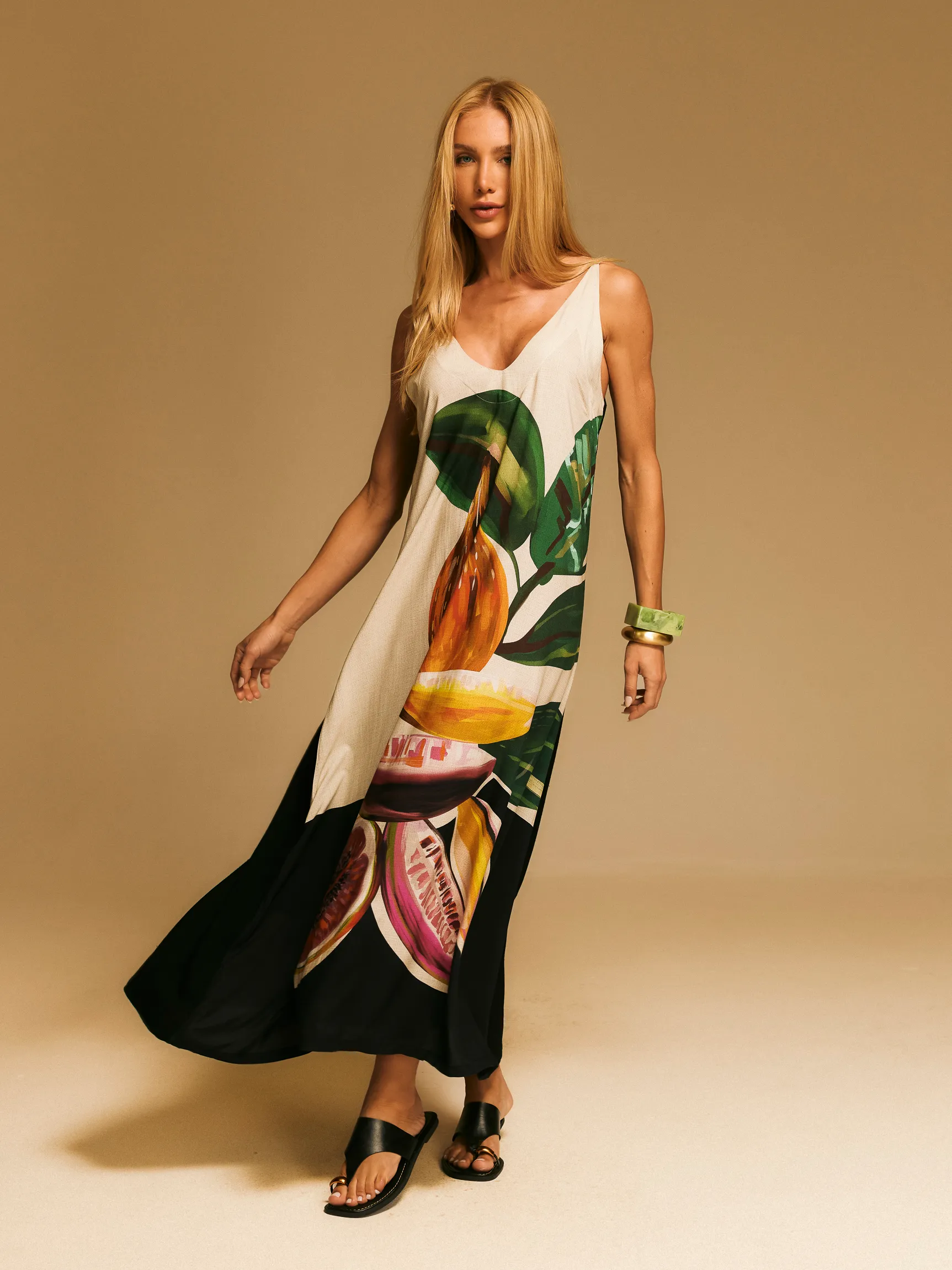De Chelles - Vestido Longo SP-1708BQ Vestido Longo Viscose Especiarias do Nilo SP1708BQ - M - Imagem 1
