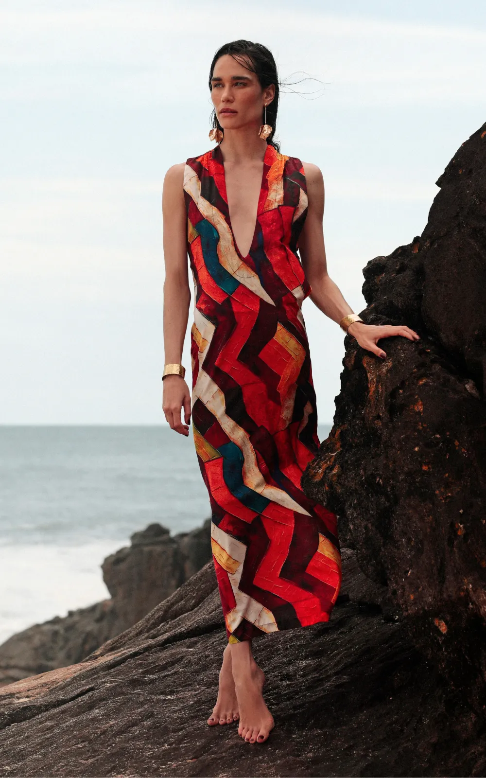 De Chelles - VestidoCrepe SP-1411 Vestido Longo Crepe Caminho das Tâmaras SP1411BQ - M - Imagem 1